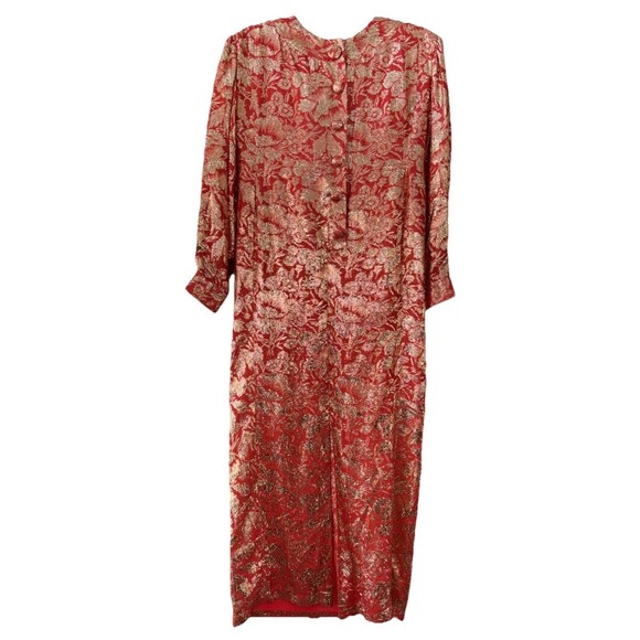 Victor Costa Vintage Women Formal Gown Long Sleeve Lined Pockets Vent Buttons L - Picture 11 of 12